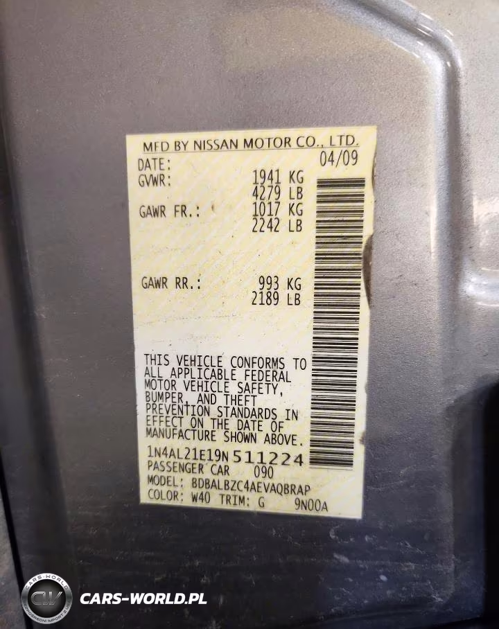 2009 Nissan Altima 2.5 VIN:1N4AL21E19N511224 - 12