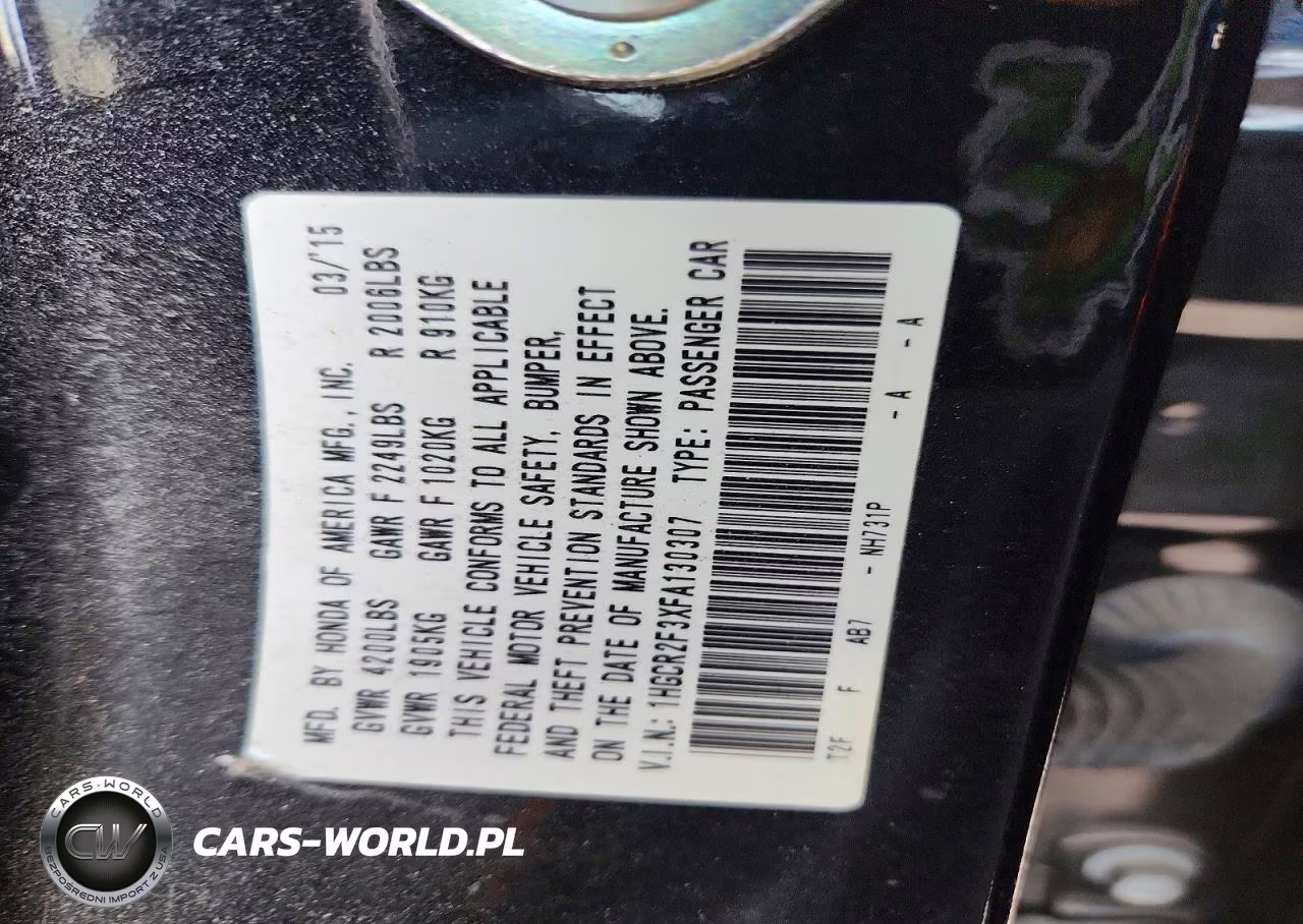 2015 Honda Accord Lx VIN:1HGCR2F3XFA130307 - 12