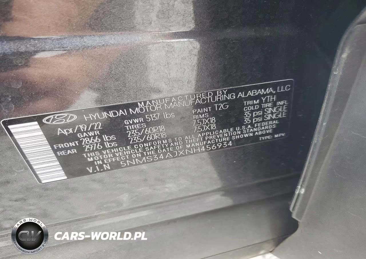 2022 Hyundai Santa Fe Sel VIN:5NMS34AJXNH456934 - 13