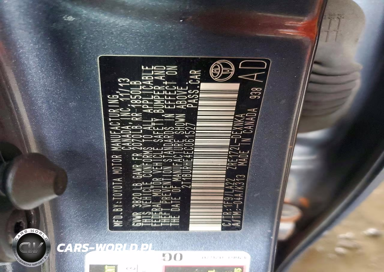 2014 Toyota Corolla Le Premium VIN:2T1BURHE4EC061527 - 12