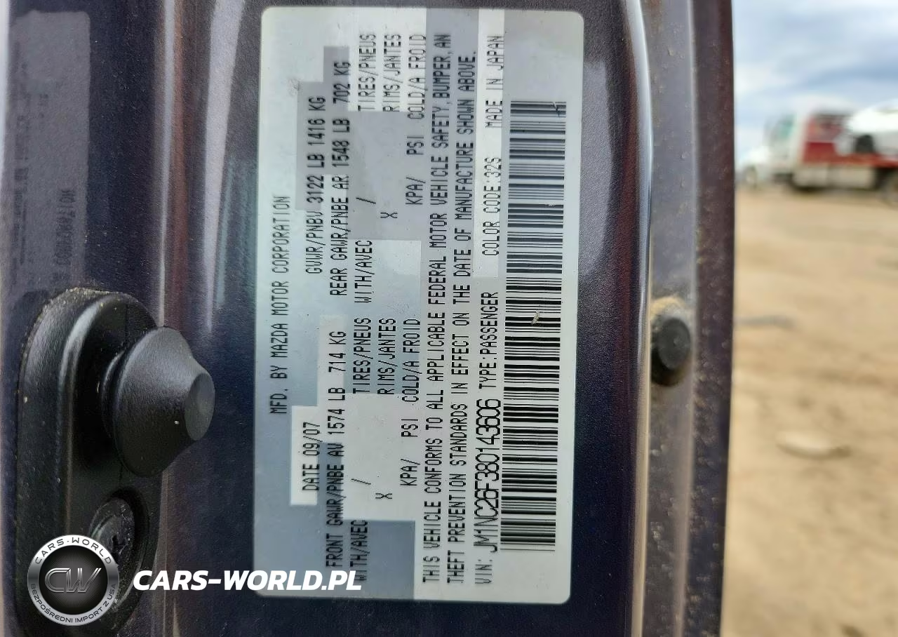 2008 Mazda Mx-5 Miata VIN:JM1NC26F380143606 - 12