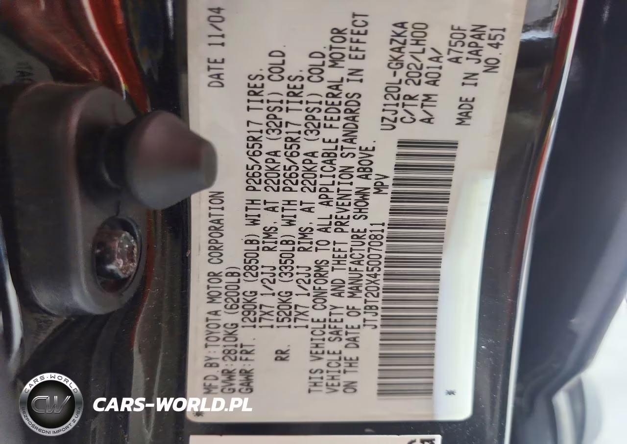 2005 Lexus Gx 470 VIN:JTJBT20X450070811 - 13
