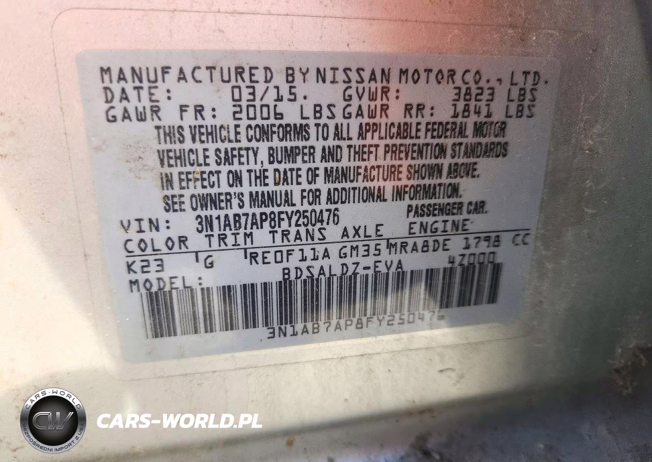 2015 Nissan Sentra Sv VIN:3N1AB7AP8FY250476 - 13
