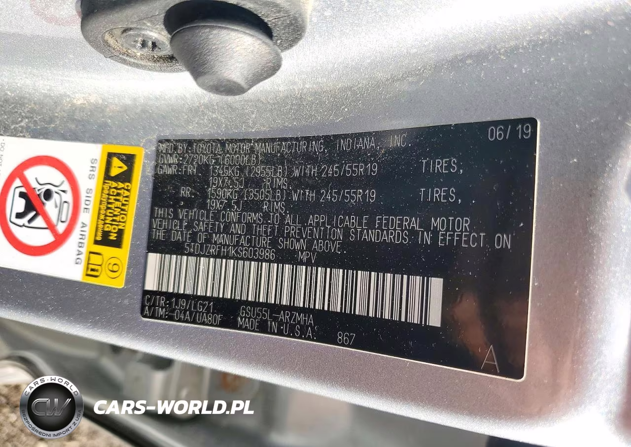 2019 Toyota Highlander Se VIN:5TDJZRFH1KS603986 - 13