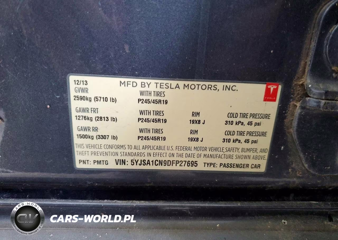 2013 Tesla Model S VIN:5YJSA1CN9DFP27695 - 13