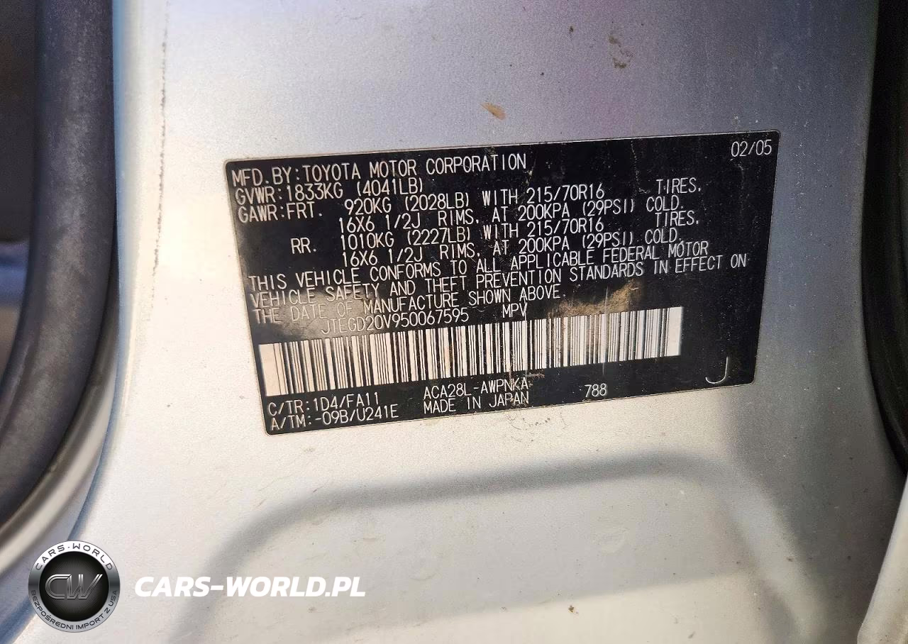 2005 Toyota Rav4 Base VIN:JTEGD20V950067595 - 12