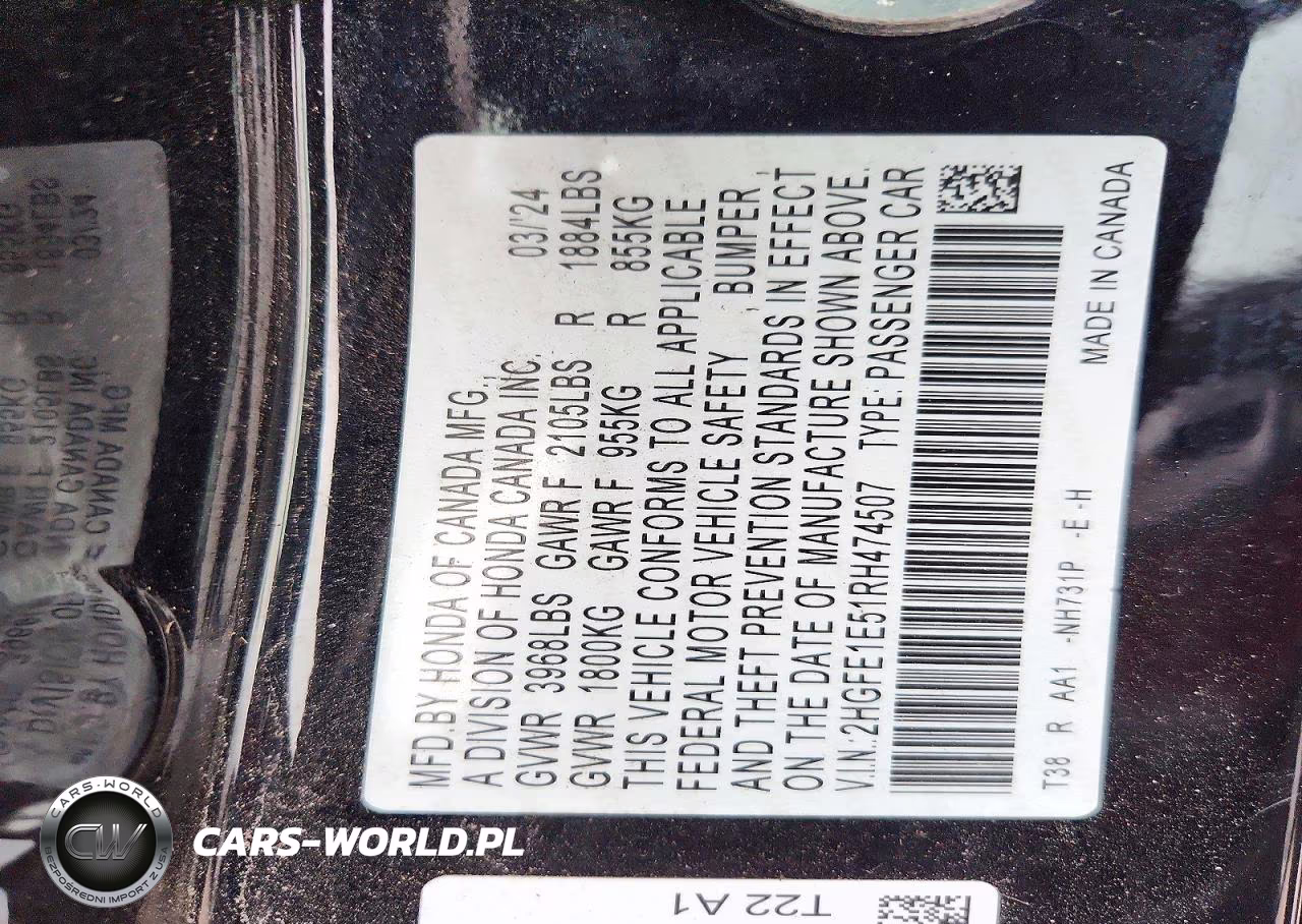 2024 Honda Civic Si VIN:2HGFE1E51RH474507 - 13
