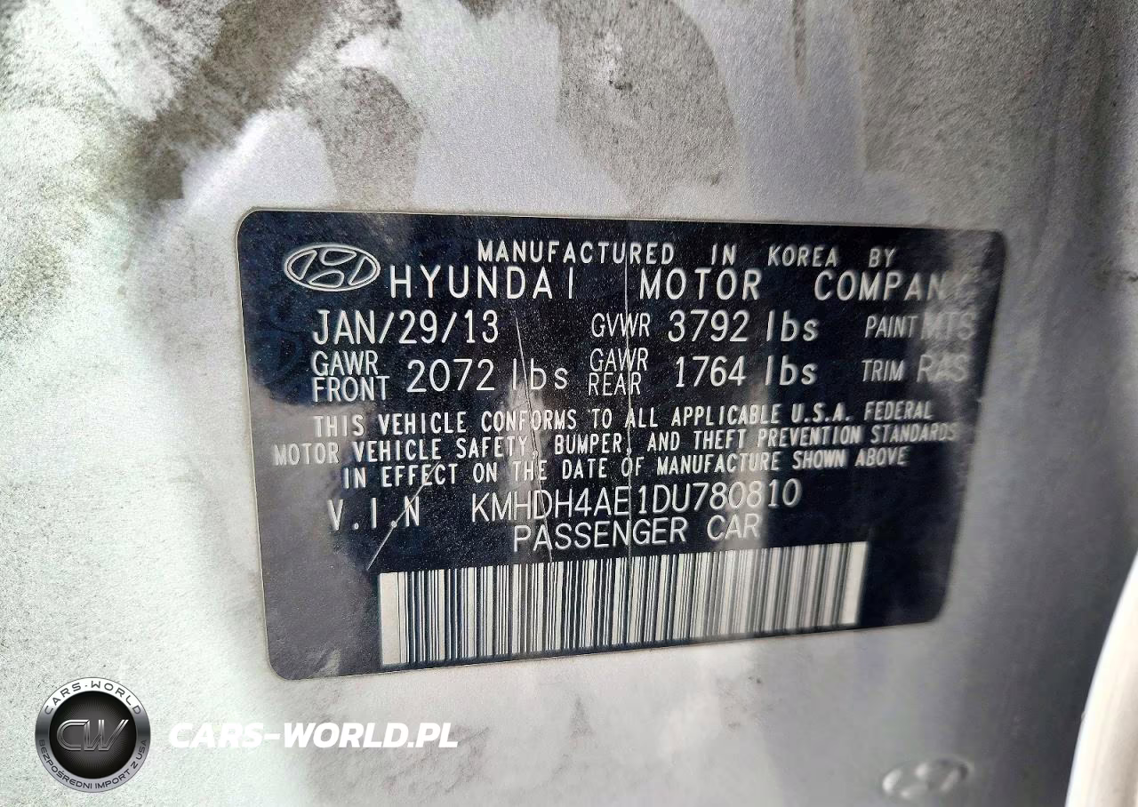 2013 Hyundai Elantra Limited VIN:KMHDH4AE1DU780810 - 12