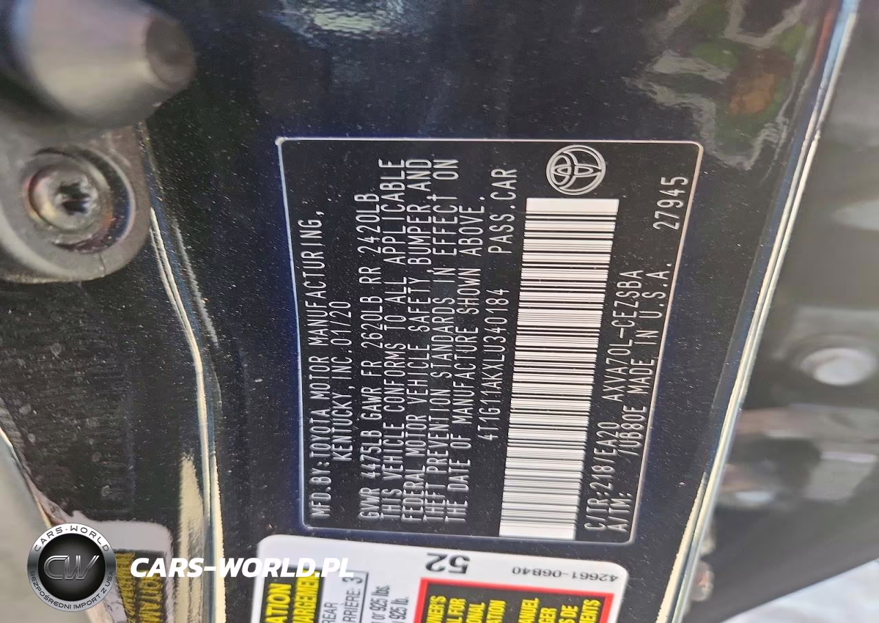 2020 Toyota Camry Se VIN:4T1G11AKXLU340184 - 13