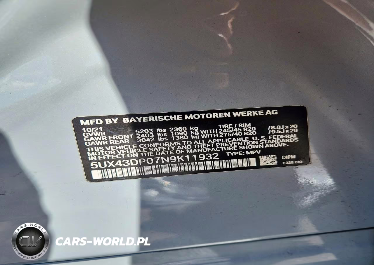 2022 BMW X3 Sdrive30I VIN:5UX43DP07N9K11932 - 13