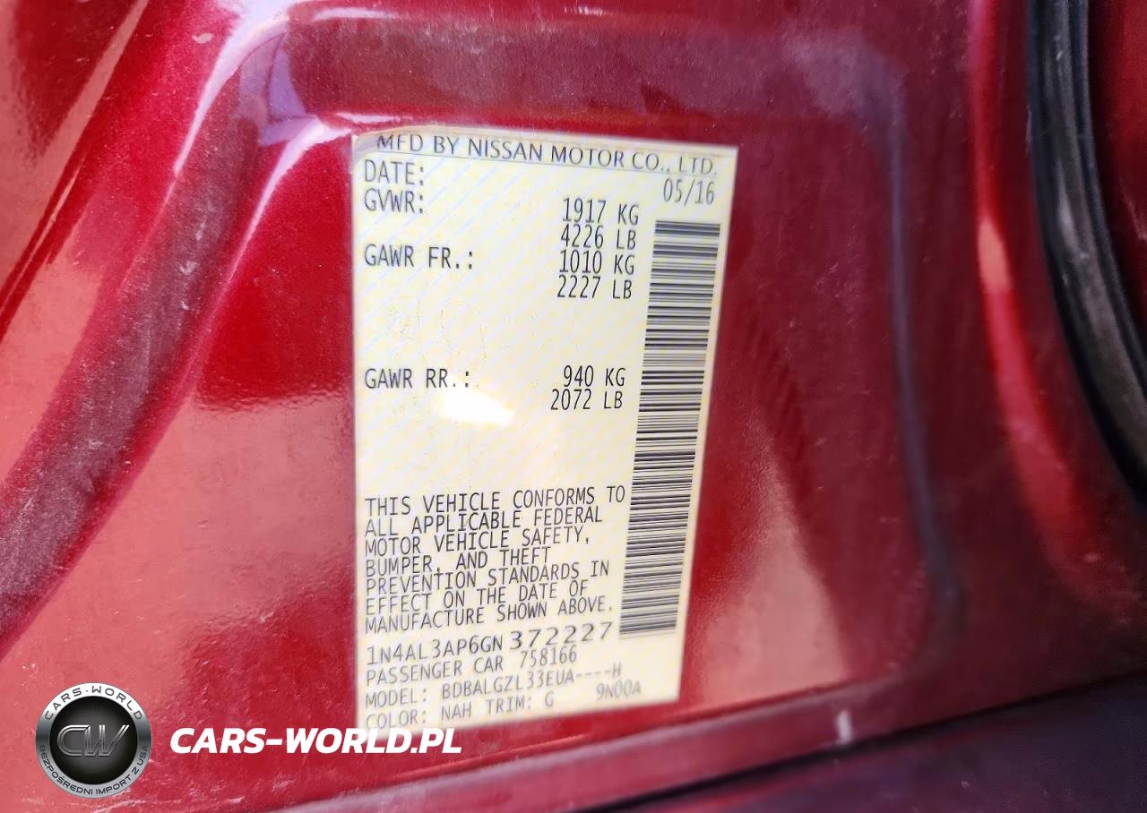 2016 Nissan Altima 2.5 S VIN:1N4AL3AP6GN372227 - 12