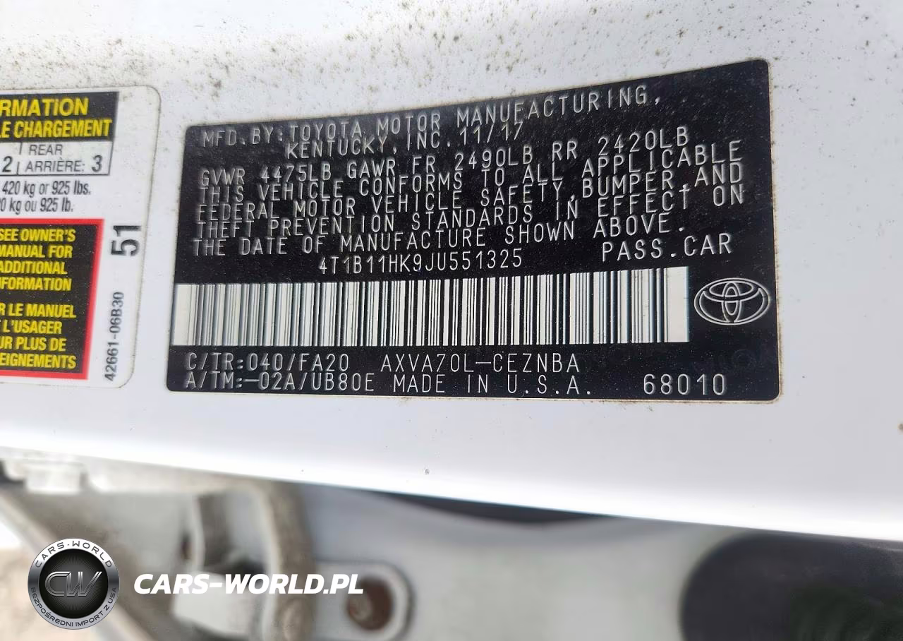 2018 Toyota Camry L VIN:4T1B11HK9JU551325 - 12