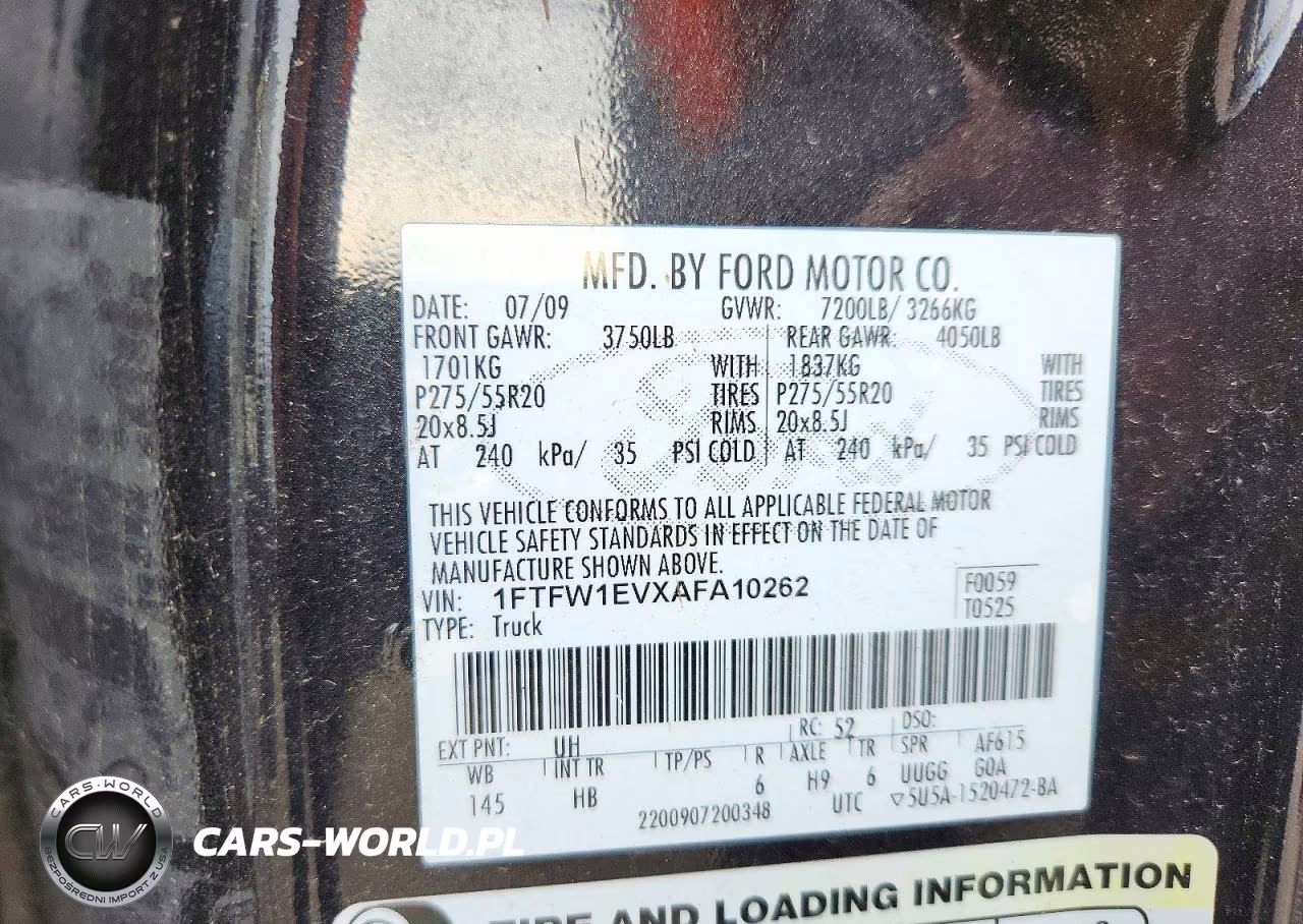 2010 Ford F150 Supercrew VIN:1FTFW1EVXAFA10262 - 12