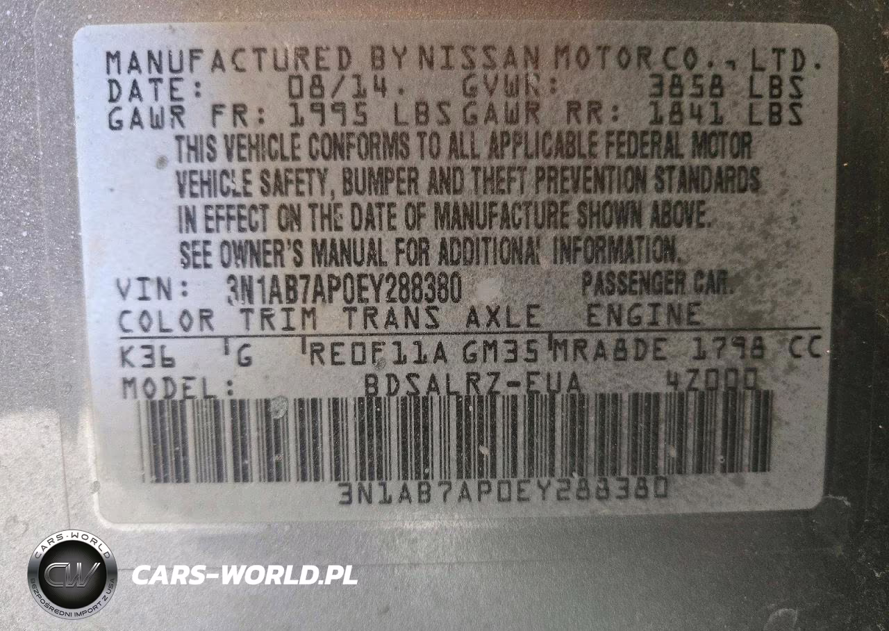 2014 Nissan Sentra Sr VIN:3N1AB7AP0EY288380 - 12