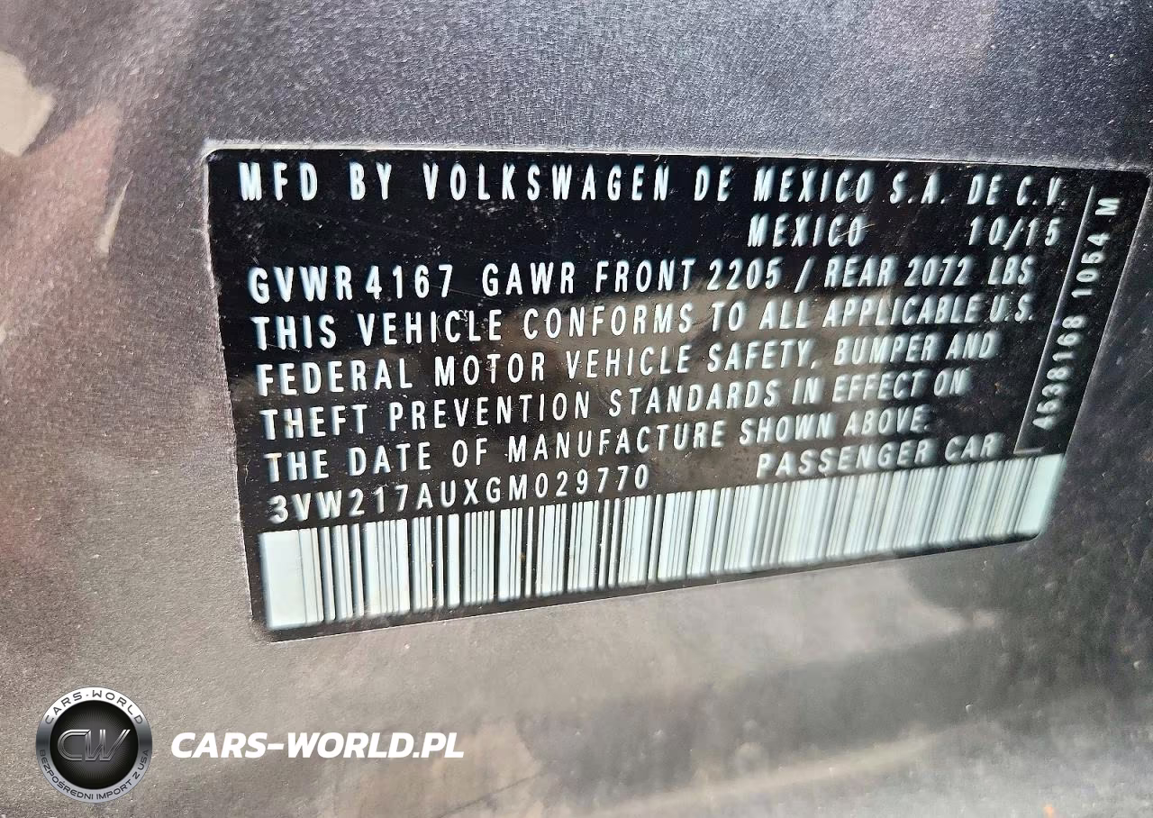 2016 Volkswagen Golf S-Se VIN:3VW217AUXGM029770 - 12