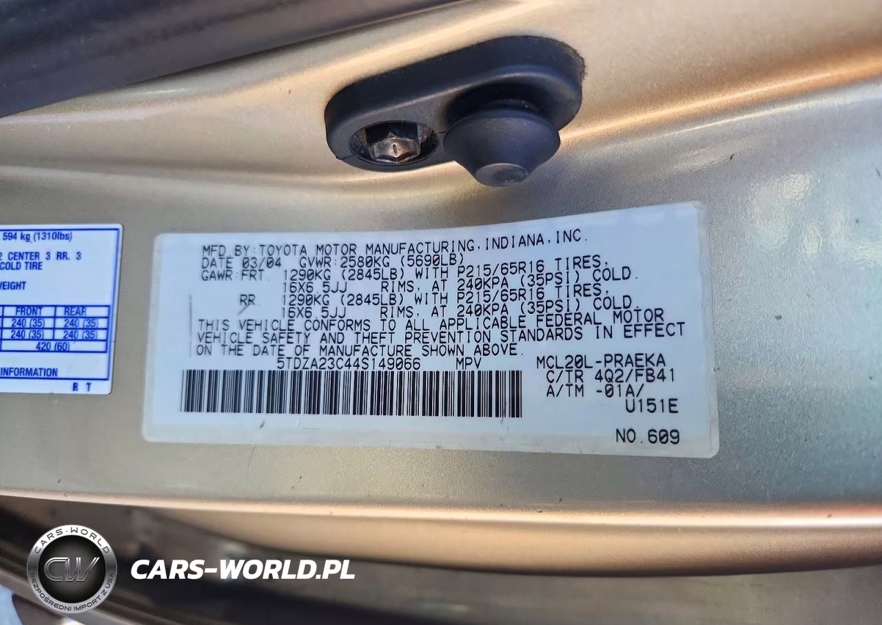 2004 Toyota Sienna Le 8 Passenger VIN:5TDZA23C44S149066 - 13
