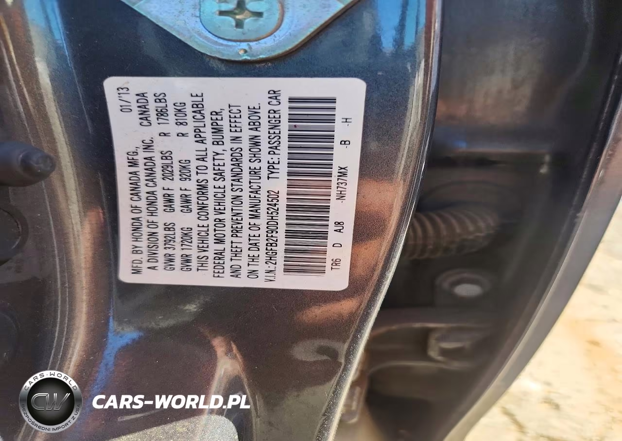 2013 Honda Civic Exl VIN:2HGFB2F90DH524502 - 12