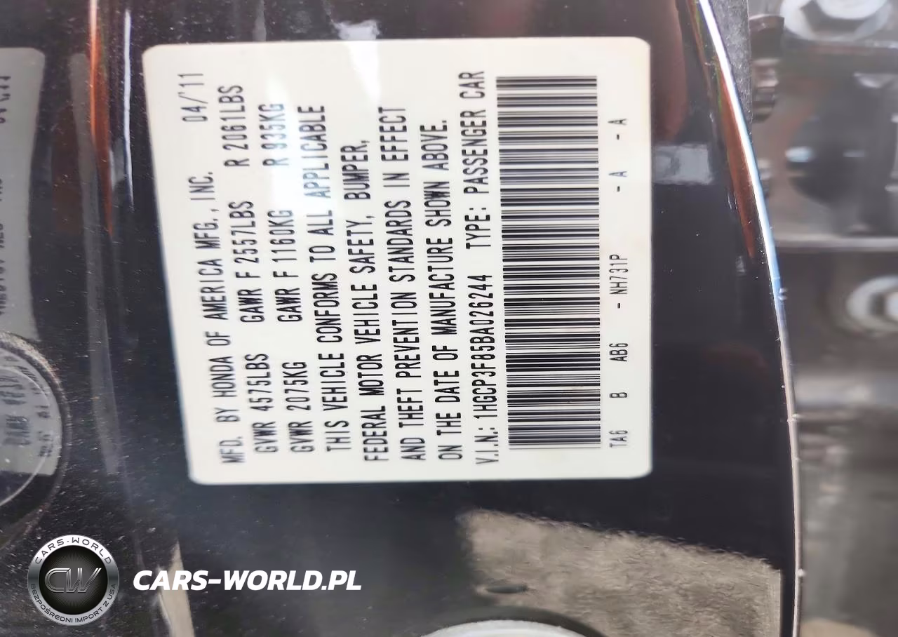 2011 Honda Accord Exl VIN:1HGCP3F85BA026244 - 13
