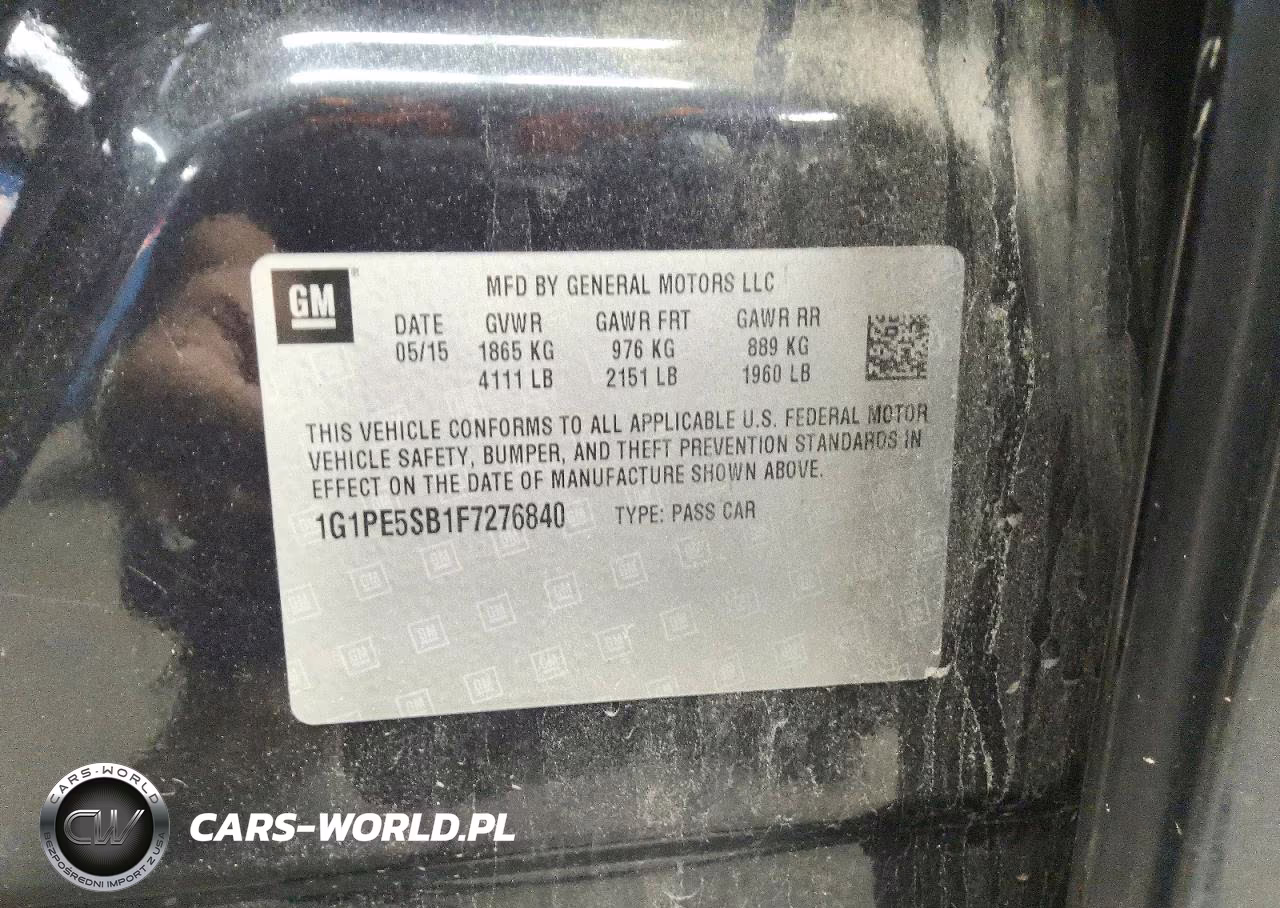 2015 Chevrolet Cruze Lt VIN:1G1PE5SB1F7276840 - 12