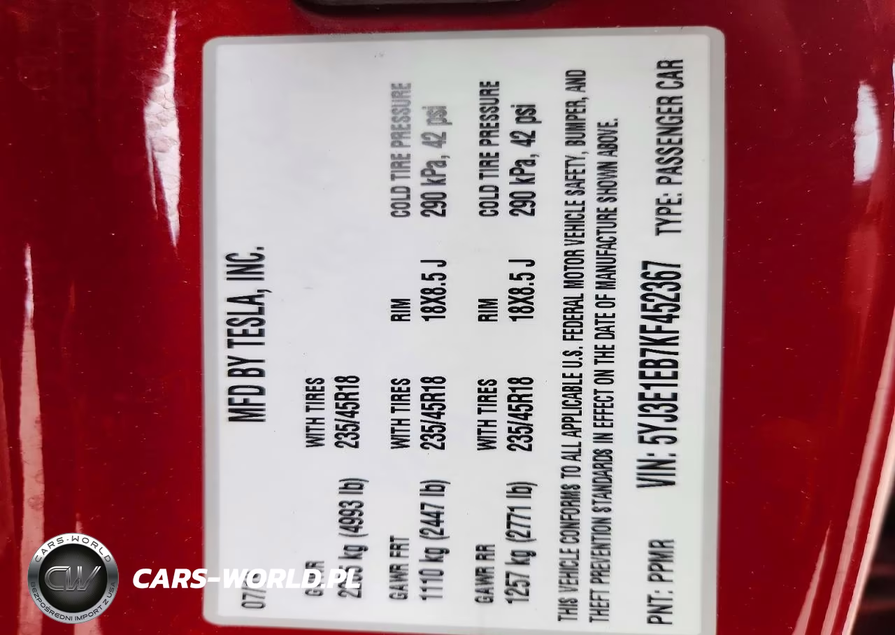 2019 Tesla Model 3 VIN:5YJ3E1EB7KF452367 - 12