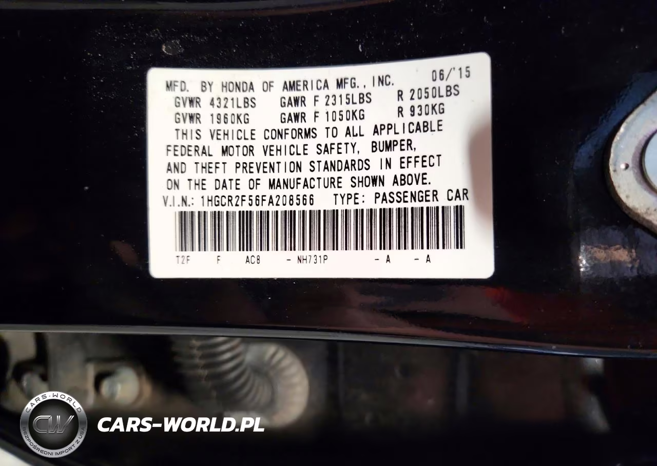 2015 Honda Accord Sport VIN:1HGCR2F56FA208566 - 12