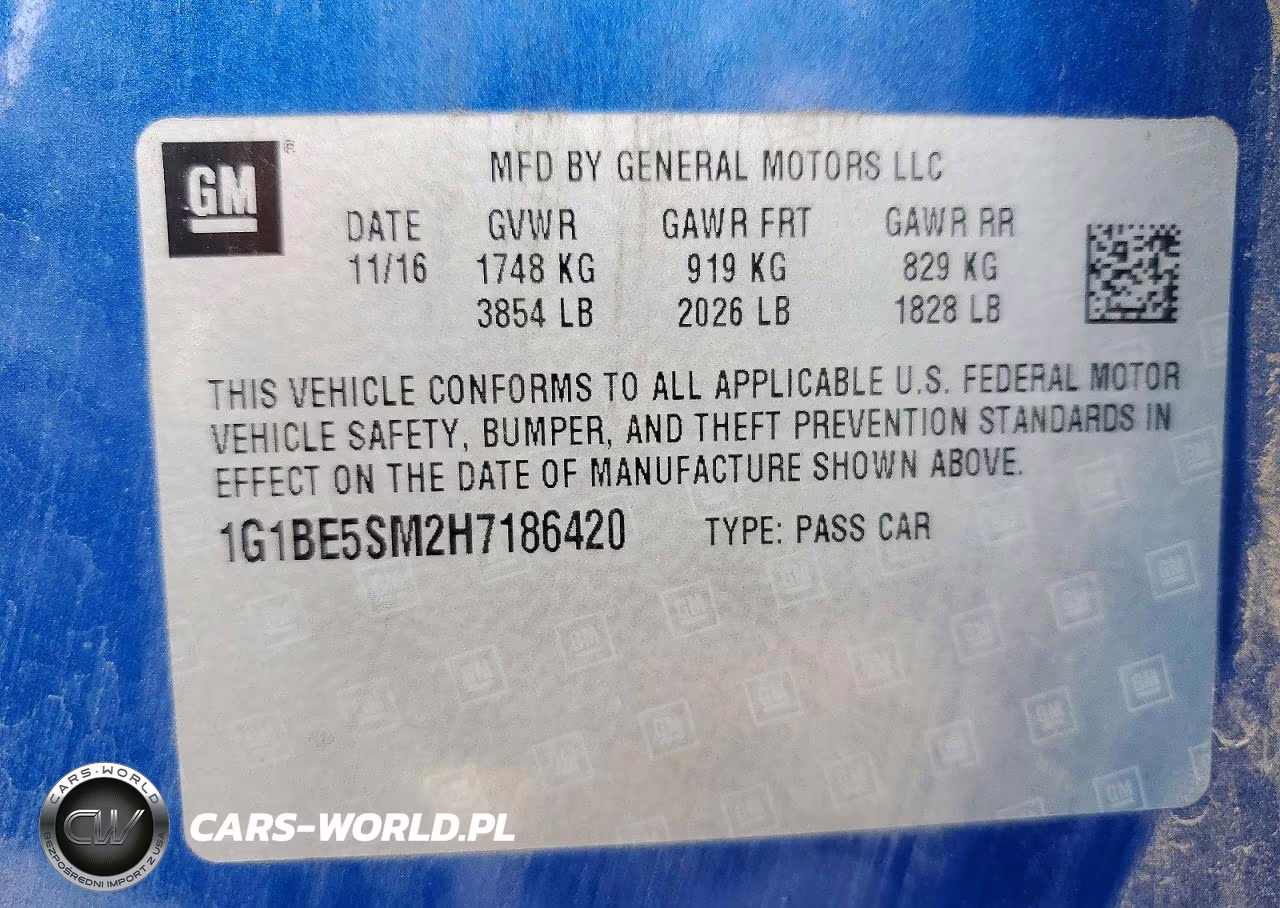 2017 Chevrolet Cruze Lt VIN:1G1BE5SM2H7186420 - 13