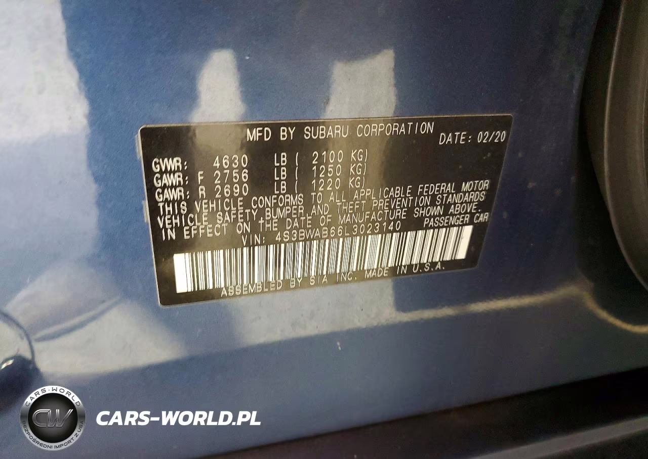 2020 Subaru Legacy VIN:4S3BWAB66L3023140 - 12