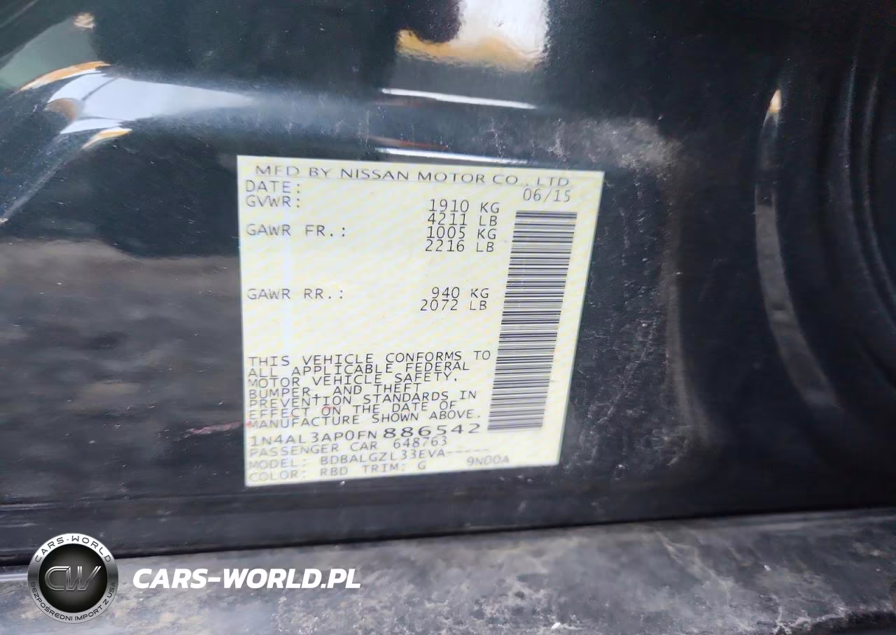 2015 Nissan Altima 2.5 S VIN:1N4AL3AP0FN886542 - 12