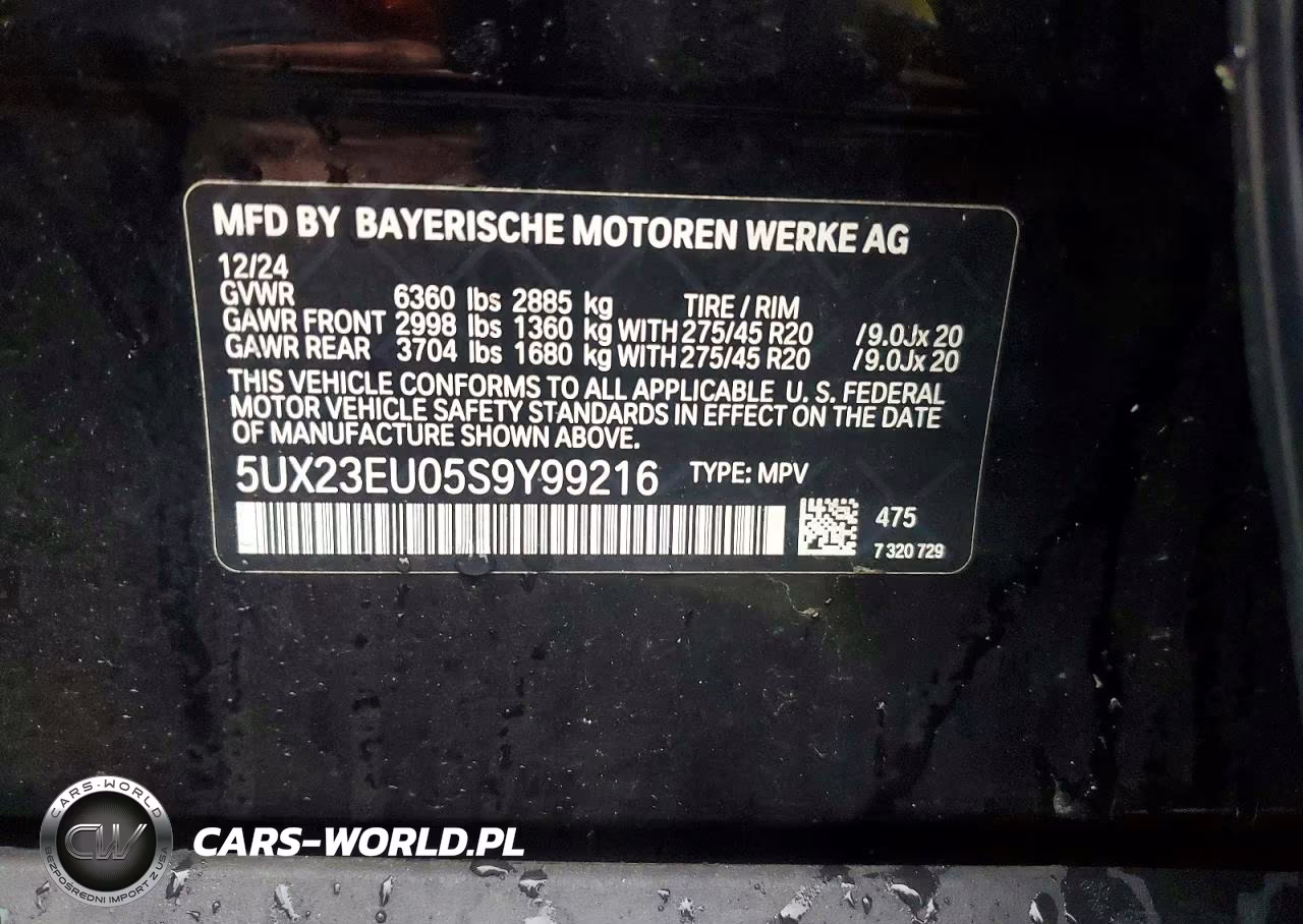 2025 BMW X5 xDrive40I VIN:5UX23EU05S9Y99216 - 13