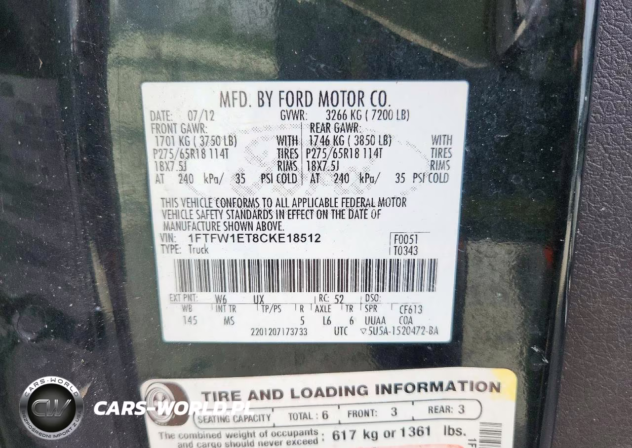 2012 Ford F150 Supercrew VIN:1FTFW1ET8CKE18512 - 12