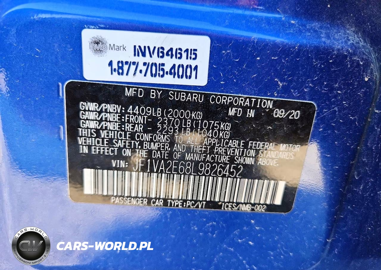 2020 Subaru Wrx Sti VIN:JF1VA2E68L9826452 - 12