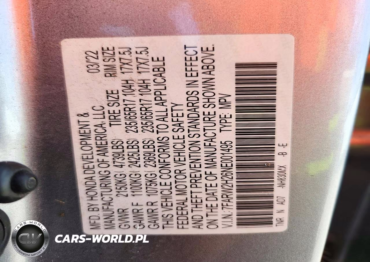 2022 Honda Cr-V Lx VIN:7FARW2H26NE001495 - 13