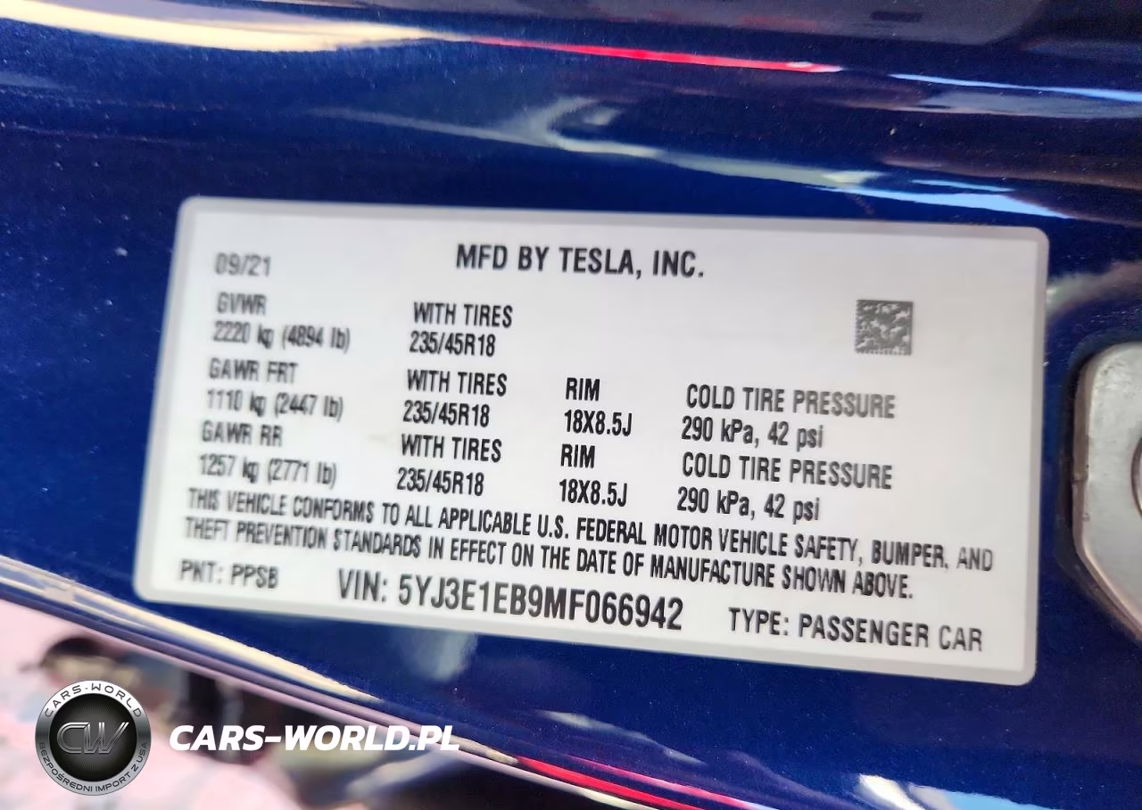 2021 Tesla Model 3 VIN:5YJ3E1EB9MF066942 - 12