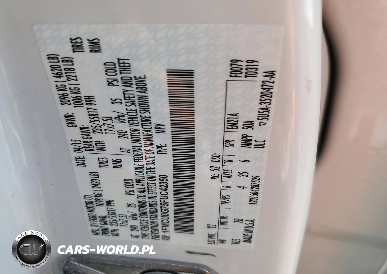 2015 Ford Escape Se VIN:1FMCU0G75FUC42350 - 12