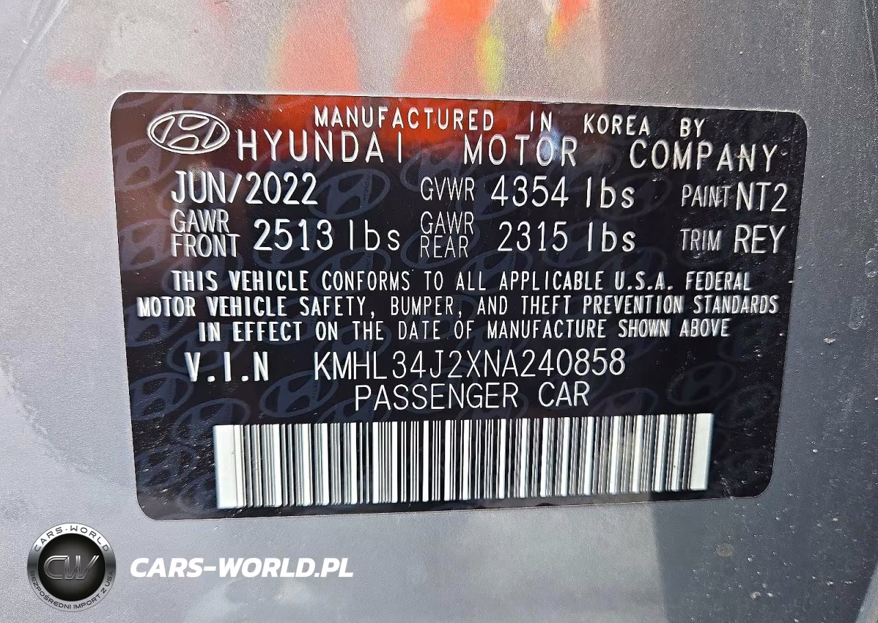 2022 Hyundai Sonata Limited VIN:KMHL34J2XNA240858 - 12