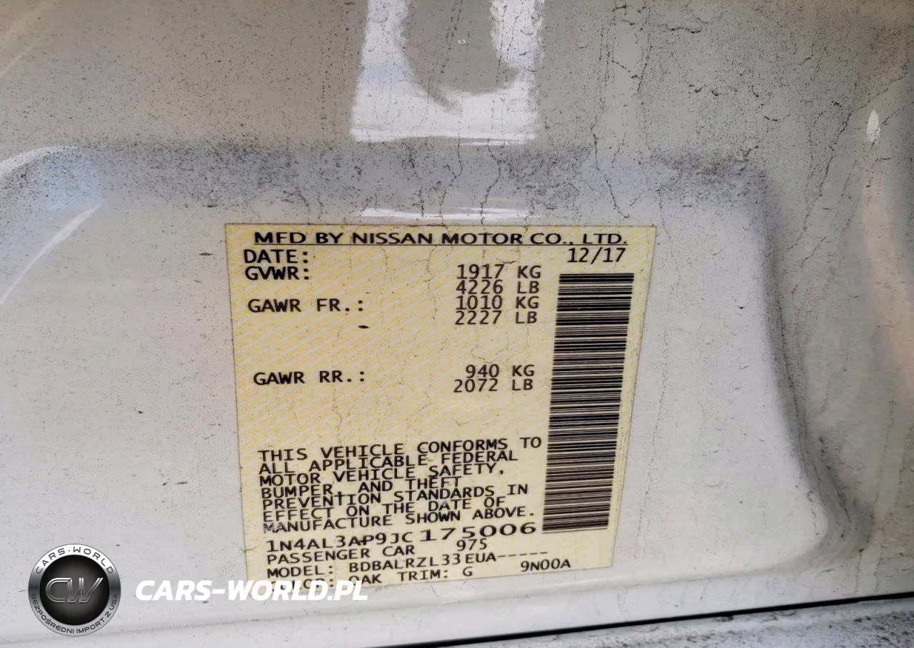 2018 Nissan Altima 2.5 VIN:1N4AL3AP9JC175006 - 12