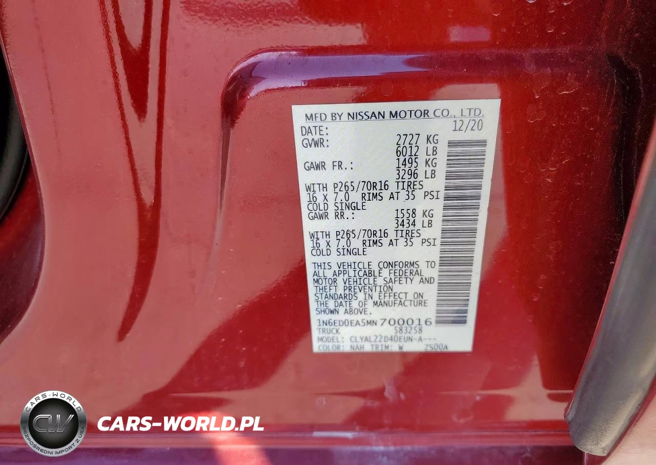 2021 Nissan Frontier Sv VIN:1N6ED0EA5MN700016 - 12