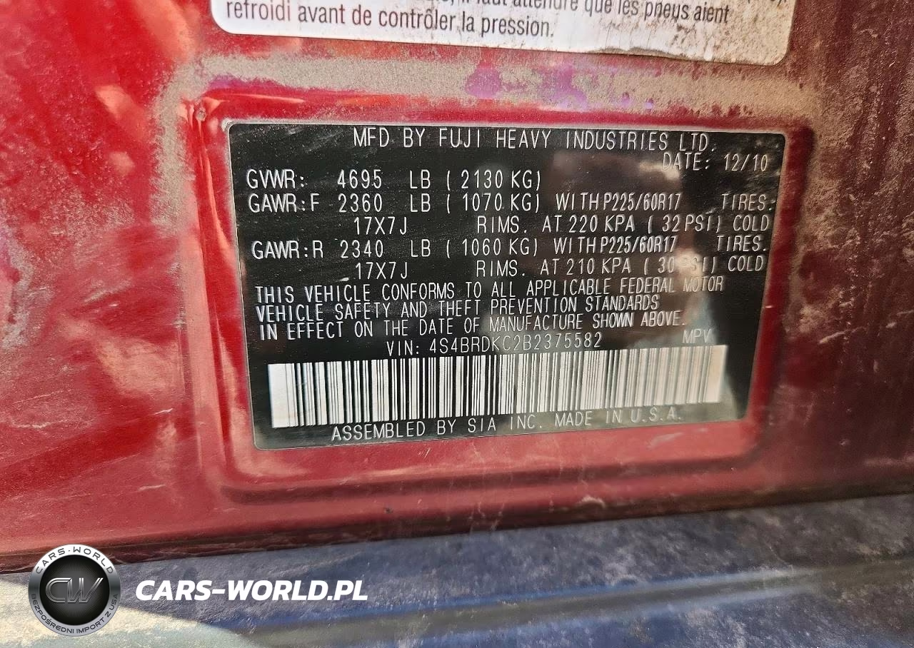 2011 Subaru Outback 3.6R Limited VIN:4S4BRDKC2B2375582 - 13