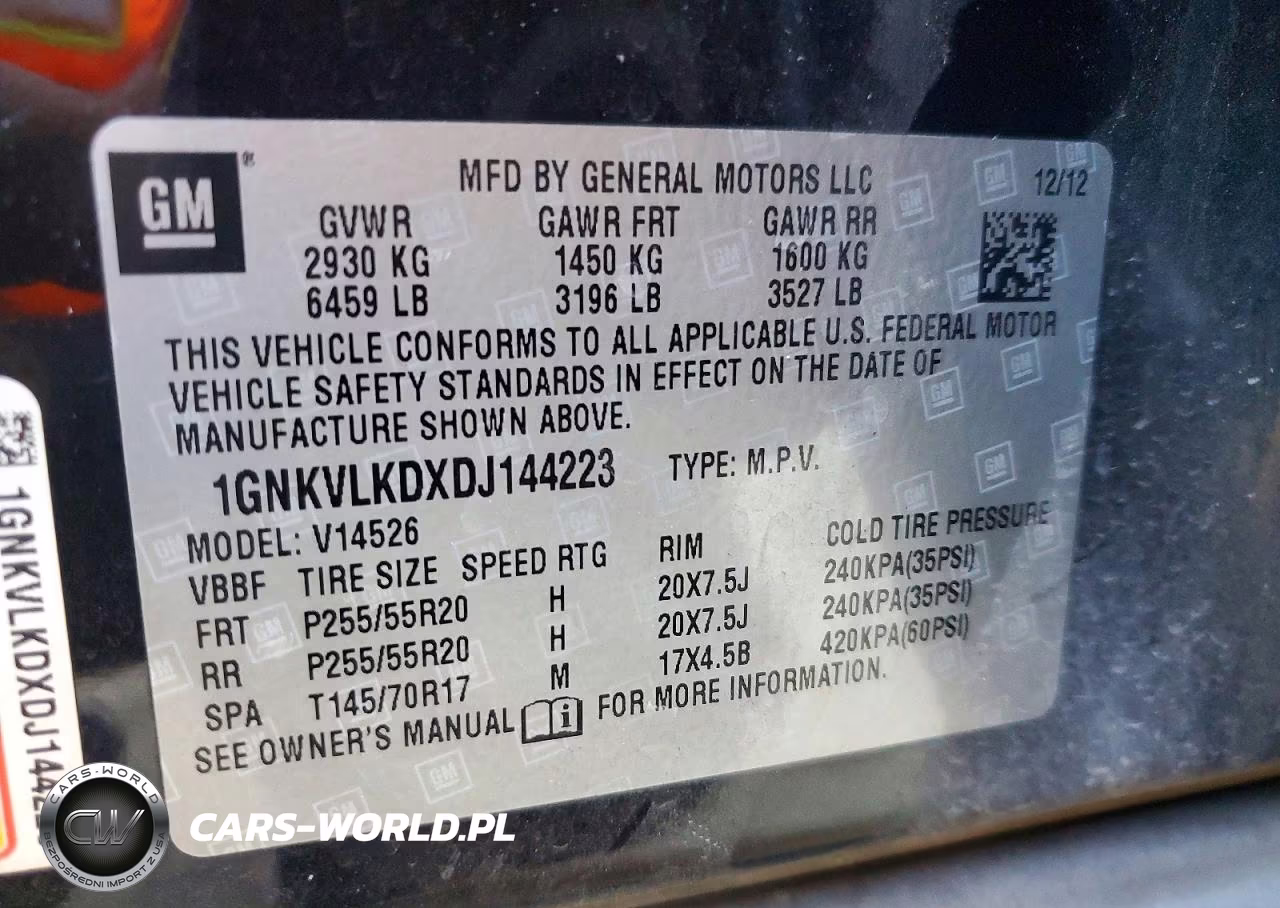 2013 Chevrolet Traverse Ltz VIN:1GNKVLKDXDJ144223 - 13