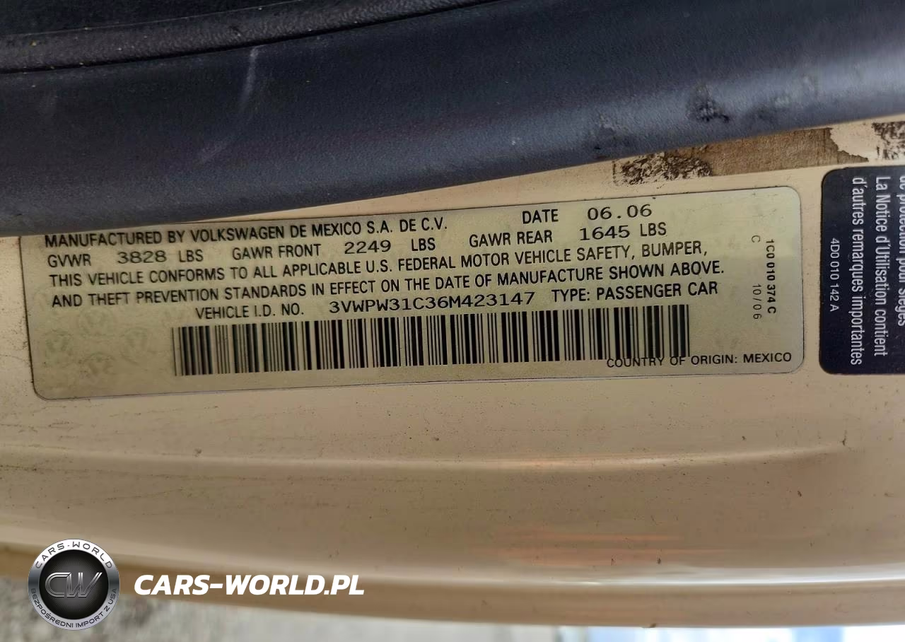 2006 Volkswagen New Beetle 2.5L VIN:3VWPW31C36M423147 - 12