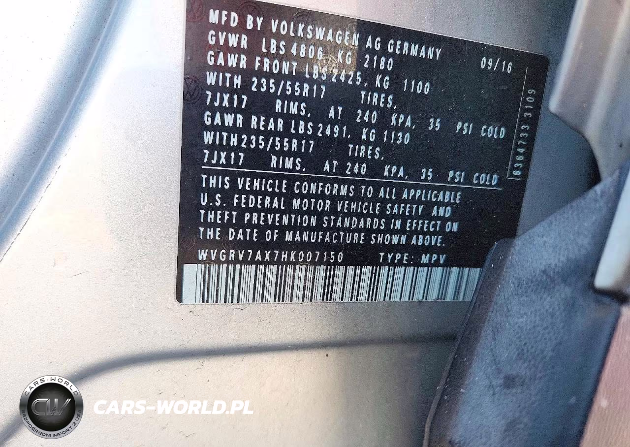 2017 Volkswagen Tiguan Wolfsburg VIN:WVGRV7AX7HK007150 - 12