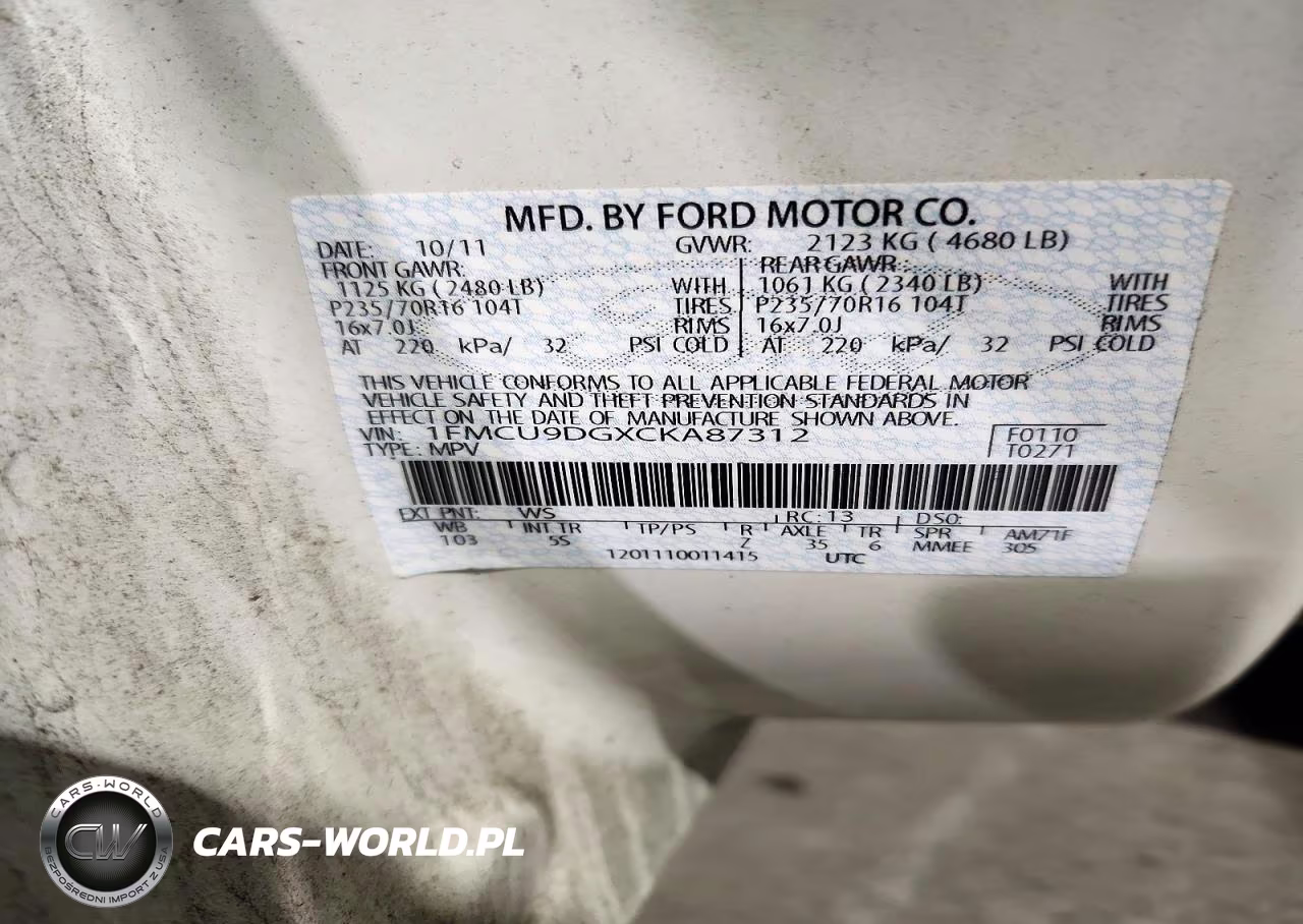 2012 Ford Escape Xlt VIN:1FMCU9DGXCKA87312 - 13