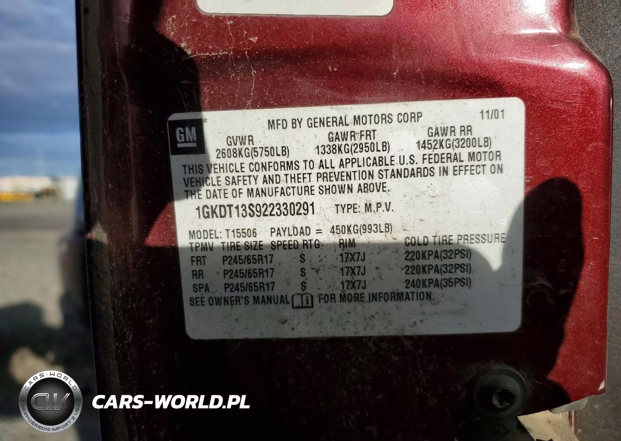 2002 GMC Envoy VIN:1GKDT13S922330291 - 13