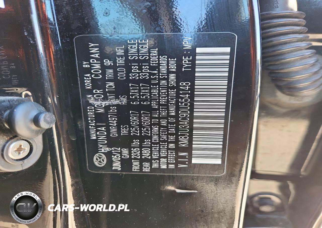 2013 Hyundai Tucson Gls VIN:KM8JU3AC9DU554148 - 13