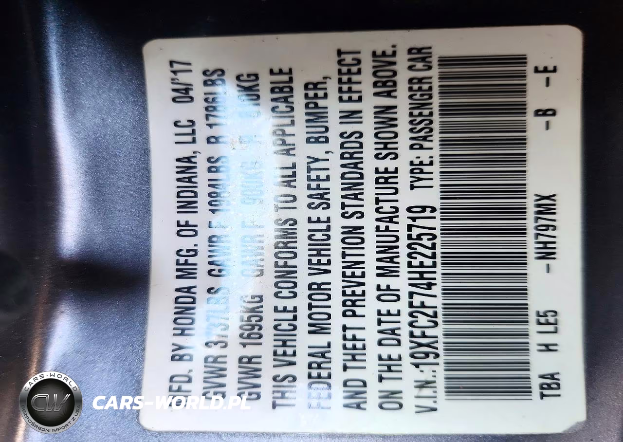 2017 Honda Civic Ex VIN:19XFC2F74HE225719 - 12