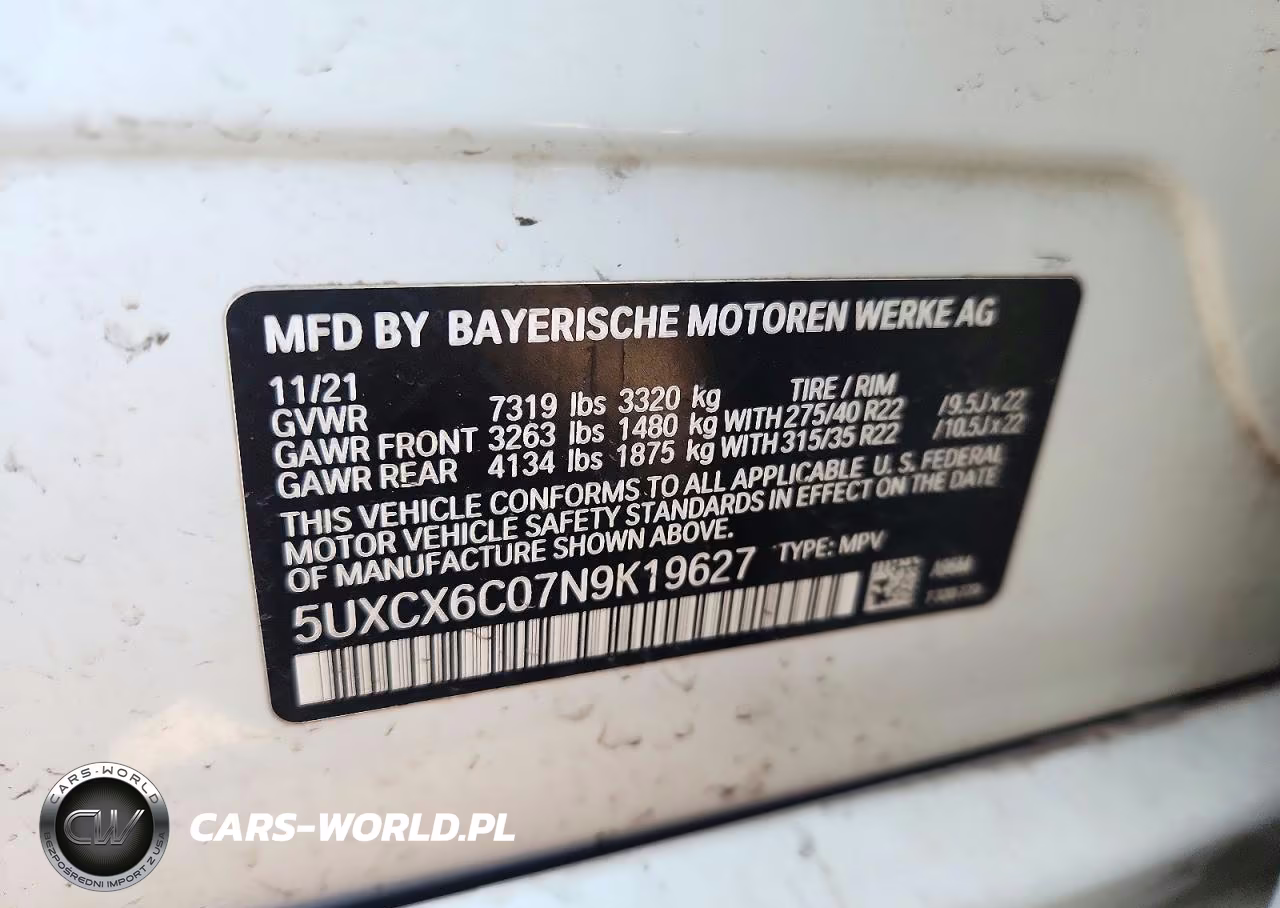 2022 BMW X7 M50I VIN:5UXCX6C07N9K19627 - 13