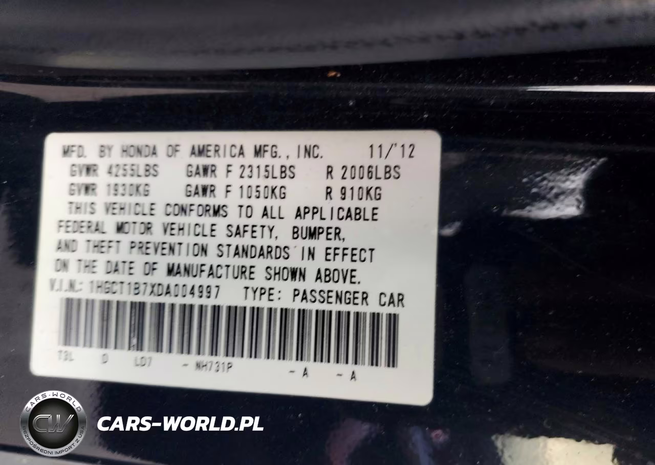 2013 Honda Accord Ex VIN:1HGCT1B7XDA004997 - 12