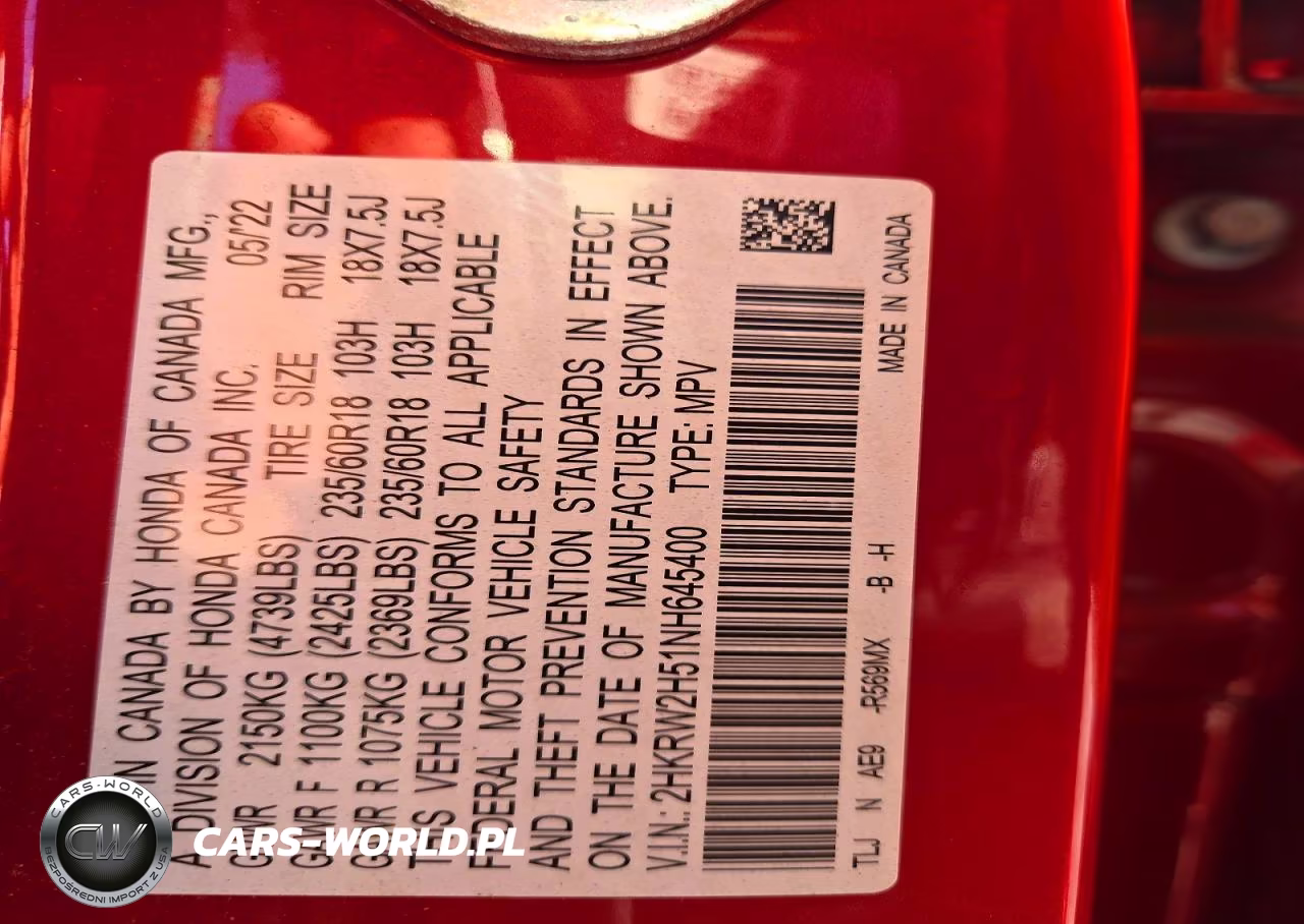 2022 Honda Cr-V Ex VIN:2HKRW2H51NH645400 - 13