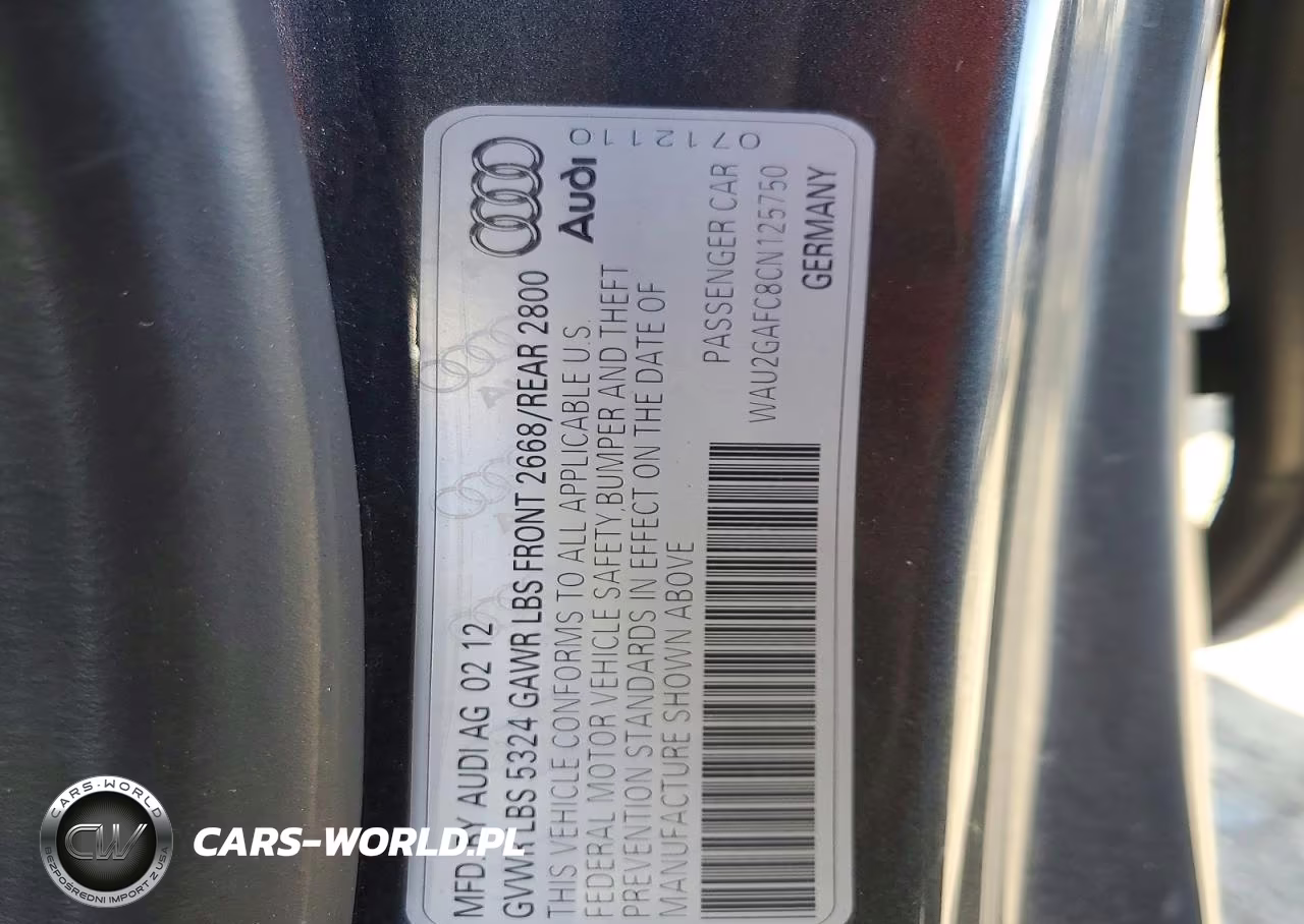 2012 Audi A7 Prestige VIN:WAU2GAFC8CN125750 - 12