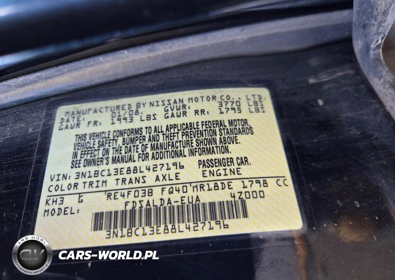 2008 Nissan Versa 1.8 S VIN:3N1BC13E88L427196 - 13